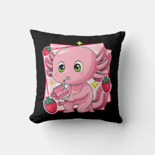 Kawaii Axolotl Strawberry Milk Japanese Anime Gift Cushion