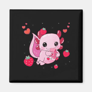 Kawaii Axolotl Strawberry Milk Shake Anime Gift Gi Magnet