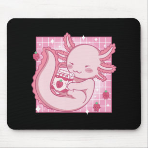 Kawaii Axolotl Strawberry Milk Shake Carton Japane Mouse Mat