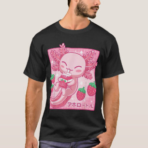 Kawaii Axolotl Strawberry Milk Shake Carton Japane T-Shirt