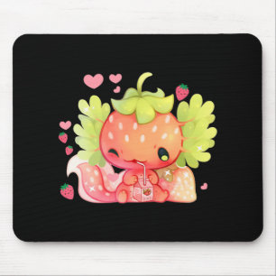 Kawaii Axolotl Strawberry Milk Shake Japanese Anim Mouse Mat