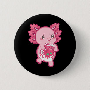 Kawaii Axolotl Strawberry Milk Teen Girl Kids Japa 6 Cm Round Badge