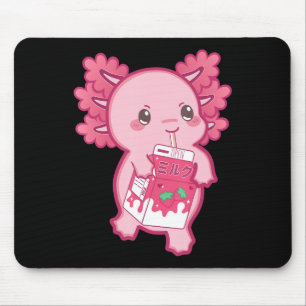 Kawaii Axolotl Strawberry Milk Teen Girl Kids Japa Mouse Mat