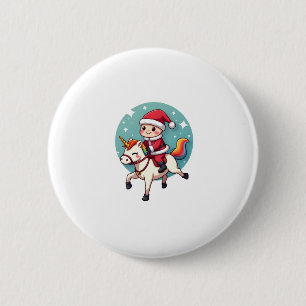 Kawaii Axolotl Unicorn Xmas Santa Merry Christmas 6 Cm Round Badge
