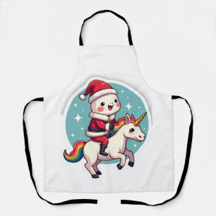 Kawaii Axolotl Unicorn Xmas Santa Merry Christmas Apron