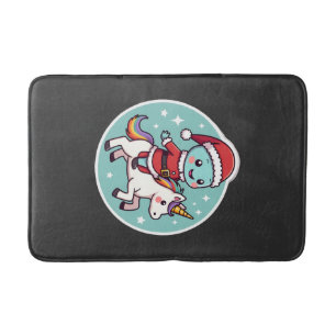 Kawaii Axolotl Unicorn Xmas Santa Merry Christmas Bath Mat