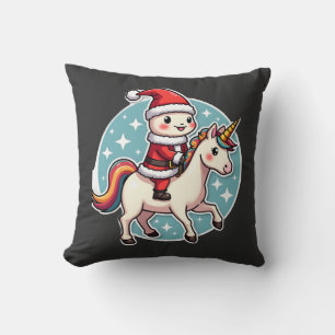 Kawaii Axolotl Unicorn Xmas Santa Merry Christmas Cushion