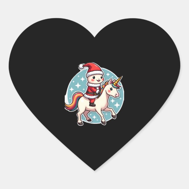 Kawaii Axolotl Unicorn Xmas Santa Merry Christmas  Heart Sticker (Front)
