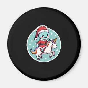 Kawaii Axolotl Unicorn Xmas Santa Merry Christmas Magnet
