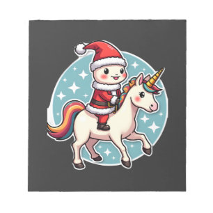 Kawaii Axolotl Unicorn Xmas Santa Merry Christmas Notepad
