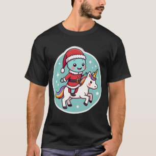 Kawaii Axolotl Unicorn Xmas Santa Merry Christmas T-Shirt