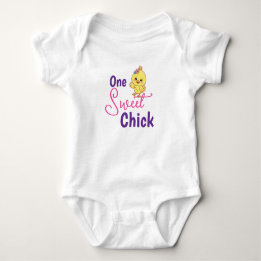 Kawaii Baby Chicks One Sweet Chick White Baby Bib Bodysuit