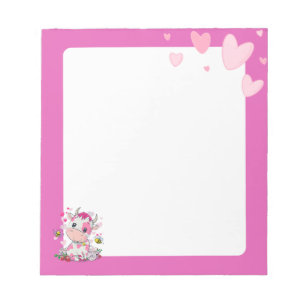 Kawaii Baby Cow & Hearts Notepad