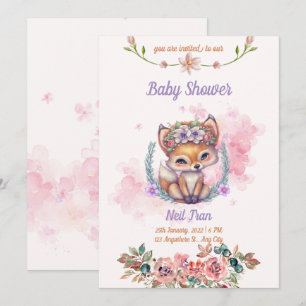 Kawaii Baby Fox Baby Shower Invitation
