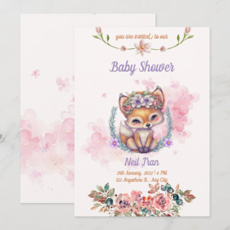 Kawaii Baby Fox Baby Shower Invitation