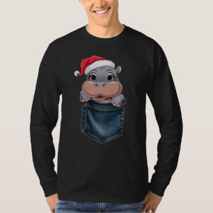 Kawaii Baby Hippo Christmas T-Shirt Adorable