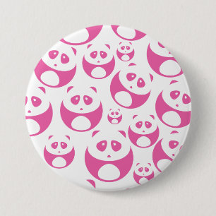 Kawaii Baby Pink and White Panda Pattern 7.5 Cm Round Badge