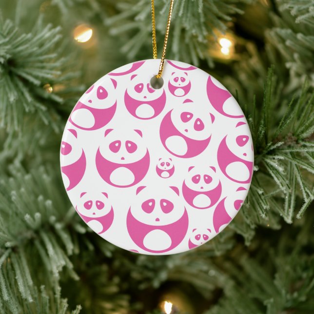 Kawaii Baby Pink and White Panda Pattern Ceramic Tree Decoration (Tree)