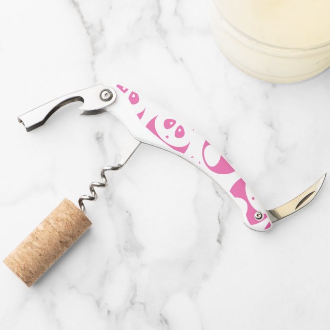 Kawaii Baby Pink and White Panda Pattern Corkscrew (Front)