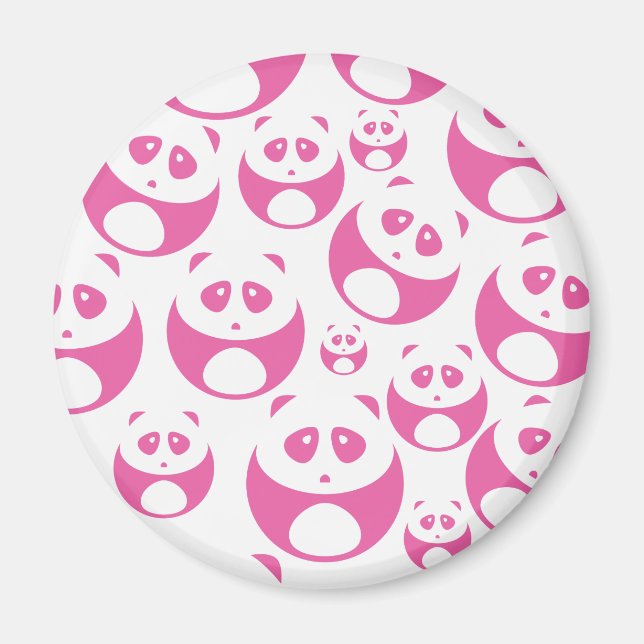 Kawaii Baby Pink and White Panda Pattern Magnet (Front)