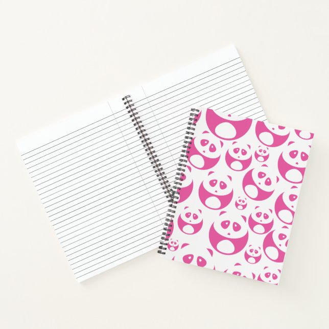Kawaii Baby Pink and White Panda Pattern Notebook (Inside)