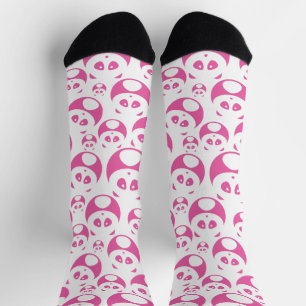 Kawaii Baby Pink and White Panda Pattern Socks