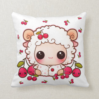 Kawaii baby sheep and cute cherries cushion