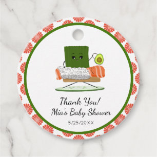 Kawaii Baby Shower: Sushi and Salmon Roll Theme Favour Tags