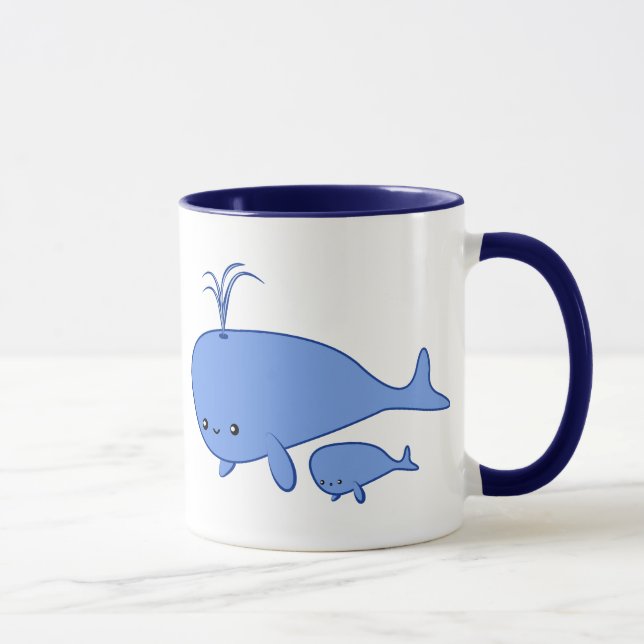Kawaii Baby Whale and Mama Whale mug (Right)