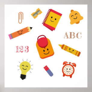 Kawaii Back to school Supplies Wall Decor 