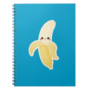 Kawaii Banana on Blue Notebook