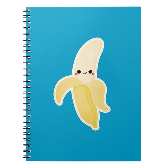 Kawaii Banana on Blue Notebook (Front)