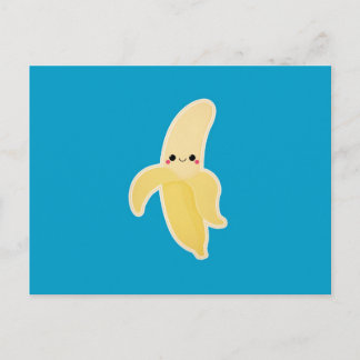 Kawaii Banana on Blue Postcard