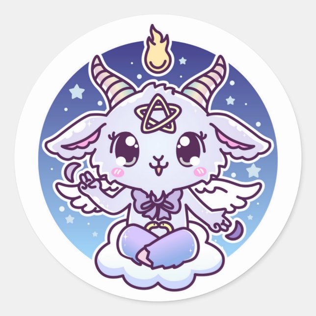 Kawaii Baphomet Classic Round Sticker (Front)