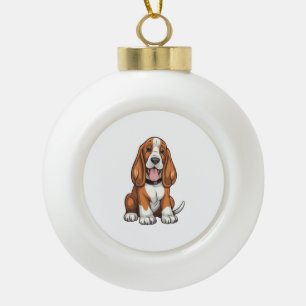 Kawaii Basset Hound Puppy Ceramic Ball Christmas Ornament