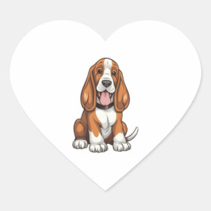 Kawaii Basset Hound Puppy Heart Sticker