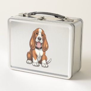 Kawaii Basset Hound Puppy Metal Lunch Box