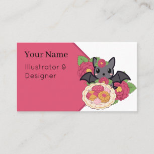 Kawaii Bat and Camellia Cookie Plate Business Card