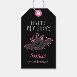 Kawaii Bat Halloween Birthday Party Gift Tags