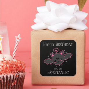 Kawaii Bat Halloween Birthday  Square Sticker