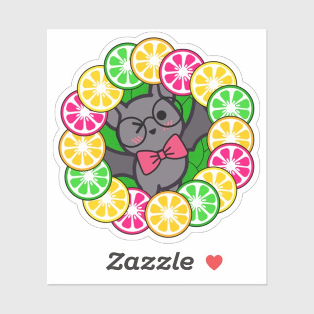 Kawaii Bat Pink Grapefruit & Citrus Wreath (Sheet)