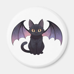 Kawaii Bat Wings Black Cat Halloween Magnet