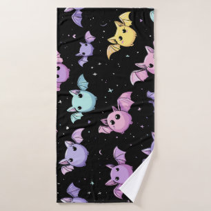 Kawaii Bats – Cute Gothic Pattern Bath Towel