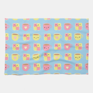 Kawaii Battenberg Cake & Cup of Tea Towel