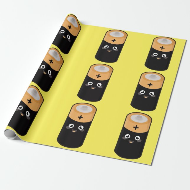 Kawaii battery wrapping paper (Unrolled)