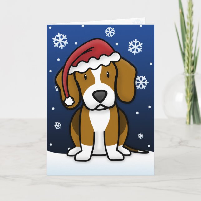 Kawaii Beagle Christmas Card (Front)