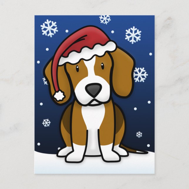 Kawaii Beagle Christmas Postcard (Front)