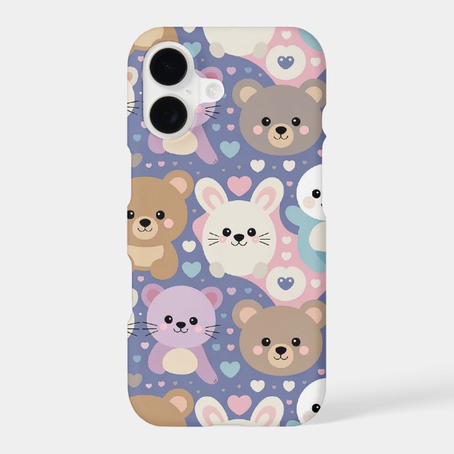 Kawaii Bear and Animal IPhone 17 Case (Back)