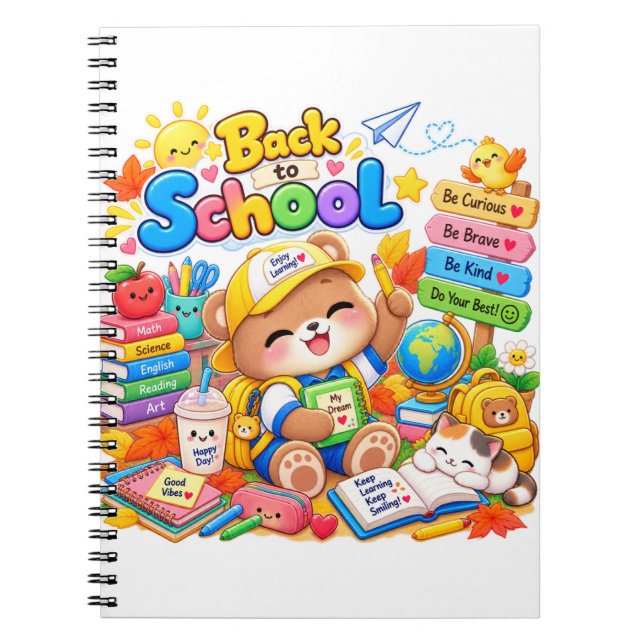 Kawaii Bear Back to School Study Notebook (Front)