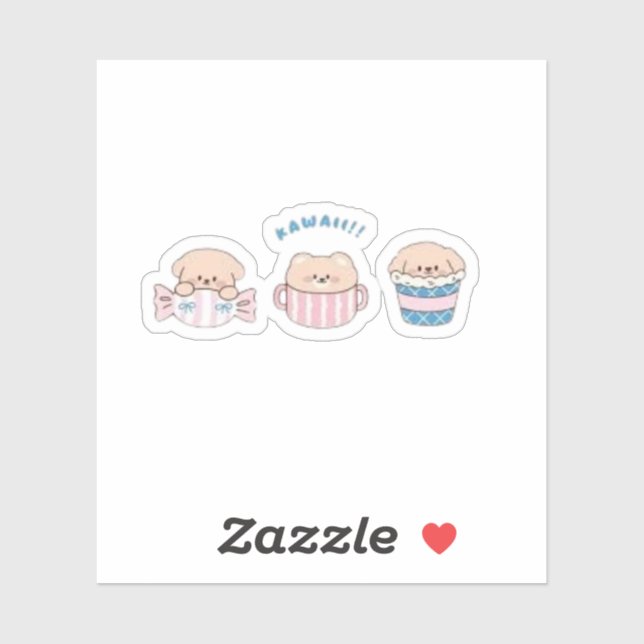 Kawaii Bear Sticker – Cute Pastel Cartoon Vinyl De (Sheet)